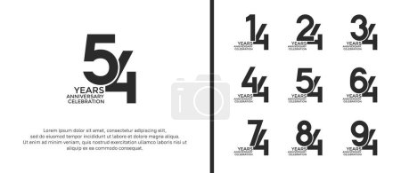 set of anniversary logotype black color on white background for celebration event