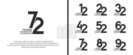 set of anniversary logotype black color on white background for celebration event