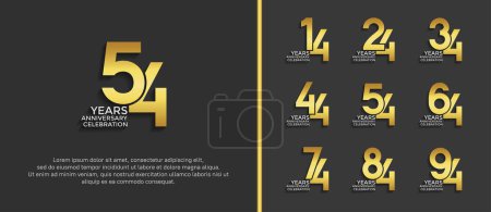 Téléchargez les photos : Ensemble de logo anniversaire couleur dorée sur fond noir pour le moment de célébration - en image libre de droit