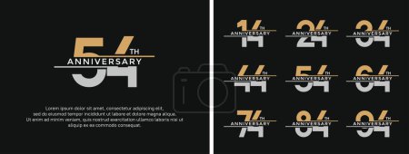 Photo for Set of anniversary logo golden and silver color on black background for celebration moment - Royalty Free Image