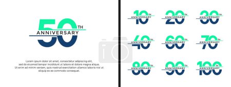 Illustration for Set of anniversary logo green color on white background for celebration moment - Royalty Free Image