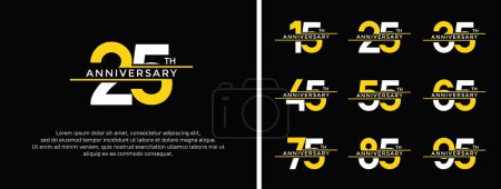 Téléchargez les photos : Ensemble de logo anniversaire couleur blanche et jaune sur fond noir pour le moment de célébration - en image libre de droit