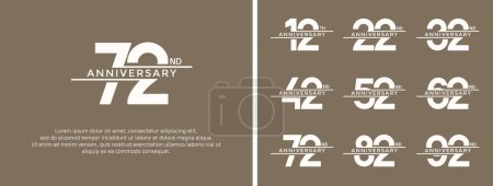 set of anniversary logo white color on brown background for celebration moment