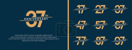 Photo for Set of anniversary logo gold and white color on blue background for celebration moment - Royalty Free Image