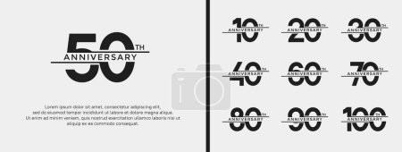 Téléchargez les illustrations : Ensemble de logo anniversaire couleur noire sur fond blanc pour le moment de célébration - en licence libre de droit