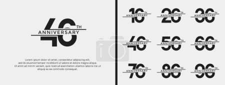Ilustración de Conjunto de logotipo aniversario color negro sobre fondo blanco para momento de celebración - Imagen libre de derechos