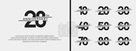 Illustration for Set of anniversary logo black color on white background for celebration moment - Royalty Free Image
