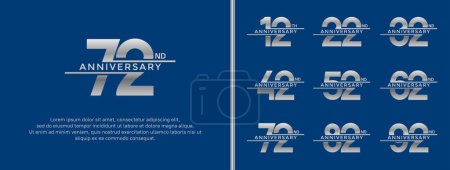 set of anniversary logo silver color on blue background for celebration moment