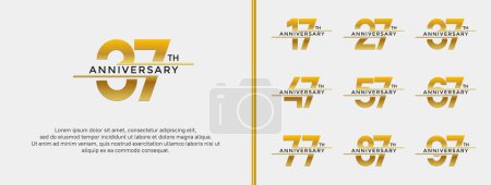 Téléchargez les illustrations : Ensemble de logo anniversaire couleur dorée sur fond blanc pour le moment de célébration - en licence libre de droit