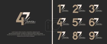 Illustration for Set of anniversary logo brown and gray color on black background for celebration moment - Royalty Free Image
