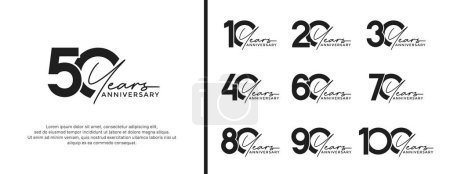 Téléchargez les illustrations : Ensemble de logo anniversaire couleur noire sur fond blanc pour le moment de célébration - en licence libre de droit