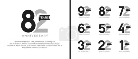 set of anniversary logo style grey and black color on white background for special moment