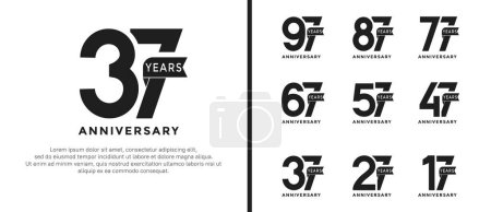 Illustration for Set of anniversary logo style flat black color on white background for special moment - Royalty Free Image