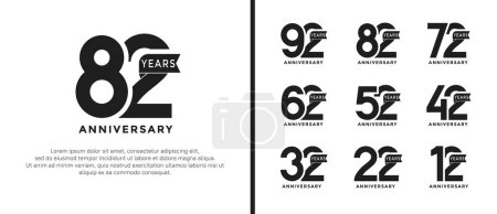 set of anniversary logo style flat black color on white background for special moment