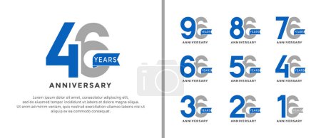 Téléchargez les photos : Ensemble de logo anniversaire de style gris et bleu couleur sur fond blanc pour un moment spécial - en image libre de droit