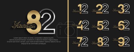 set of anniversary logo style silver and golden color for celebration