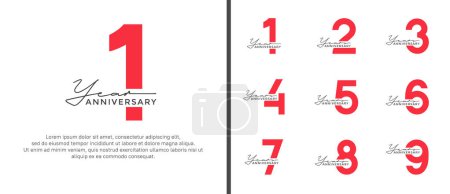 Téléchargez les photos : Ensemble de logo anniversaire style plat rouge et noir pour la célébration - en image libre de droit