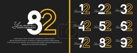 set of anniversary logo style flat yellow and white color for celebration