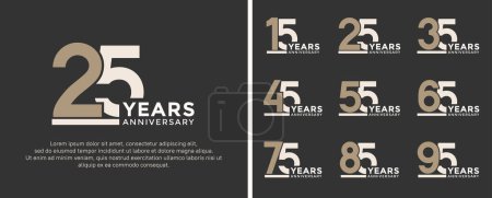 set of anniversary logo style flat gold and white color for celebration