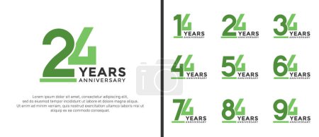 conjunto de aniversario logo estilo plano color verde para la celebración