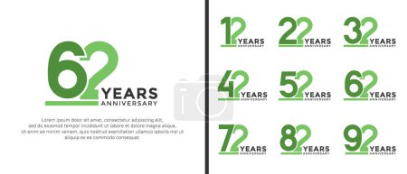 set of anniversary logo style flat green color for celebration