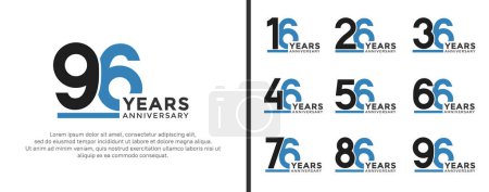 ensemble de logo anniversaire style plat noir et bleu pour la célébration
