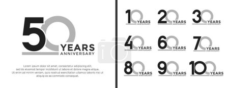 Ilustración de Set of anniversary logo style flat black and grey color for celebration - Imagen libre de derechos