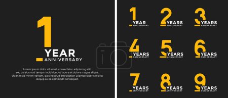 Photo for Set of anniversary logo style flat white and yellow color for celebration - Royalty Free Image