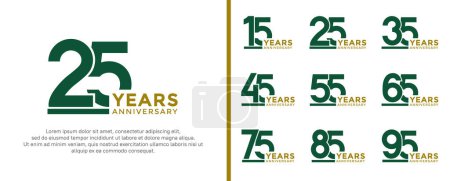 Téléchargez les photos : Ensemble de logo anniversaire de style couleur verte sur fond blanc pour la célébration - en image libre de droit