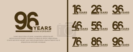 ensemble de logo anniversaire de style brun couleur sur fond brun doux pour la célébration