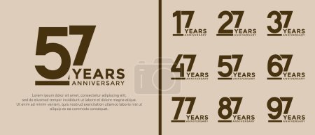 Téléchargez les illustrations : Set of anniversary logo style brown color on soft brown background for celebration - en licence libre de droit