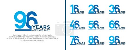 ensemble de couleur bleue de style logo anniversaire sur fond blanc pour la célébration