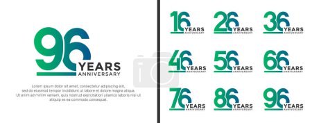 ensemble de logo anniversaire de style couleur verte sur fond blanc pour la célébration