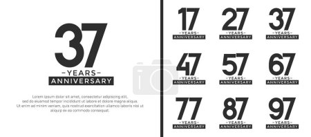 Illustration for Set of anniversary logo style black color on white background for celebration - Royalty Free Image