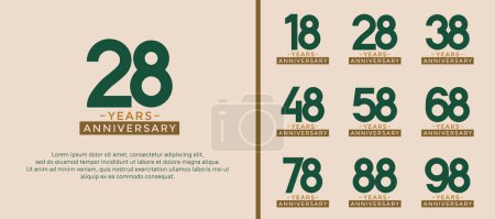 set of anniversary logo style green and brown color for celebration