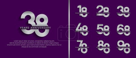 Photo for Set of anniversary logo style silver color on purple background for celebration - Royalty Free Image