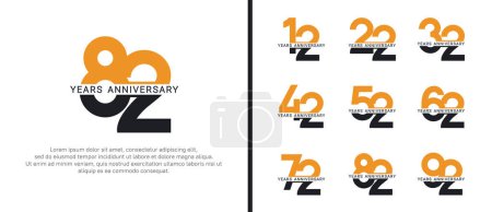 Téléchargez les photos : Ensemble de logo anniversaire de style noir et orange couleur sur fond blanc pour la célébration - en image libre de droit