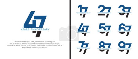 ensemble de logo anniversaire de style noir et bleu couleur sur fond blanc pour la célébration