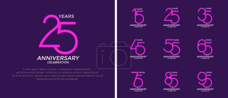 set of anniversary logo purple and white color on purple background for celebration moment