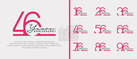 Téléchargez les illustrations : Ensemble de logo anniversaire couleur rose sur fond blanc pour le moment de célébration - en licence libre de droit