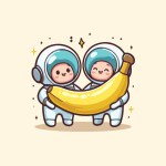 cute cartoon baby and banana with moon