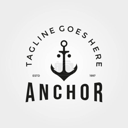 anchor ,silhouette, emblem logo vector vintage illustration design