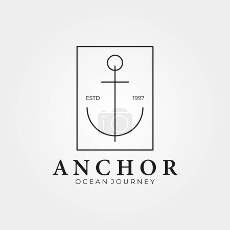 anchor line art logo budge vector illustration design