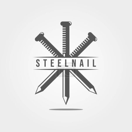 logotipo de uñas de acero diseño de ilustración vintage