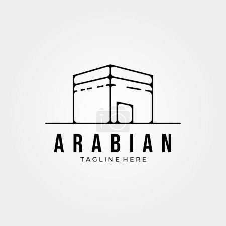 islamic arabian kaaba ligne art logo vecteur vintage illustration conception, icône et signe
