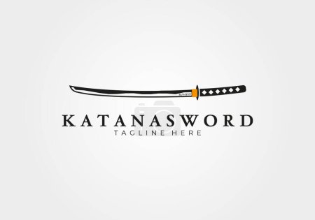 katana sword logo vintage vector illustration design