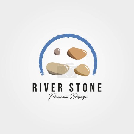 Ilustración de Logotipo de roca de piedra, diseño elegante, Vector de equilibrio de piedra, Stepping Rock Walking Icon plantilla de ilustración - Imagen libre de derechos