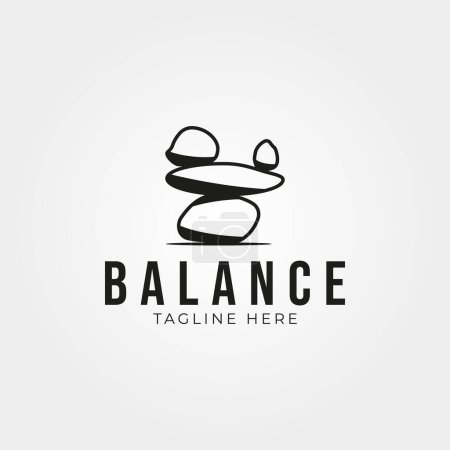 Illustration for Zen stone rock balancing logo line art vector illustration design template - Royalty Free Image
