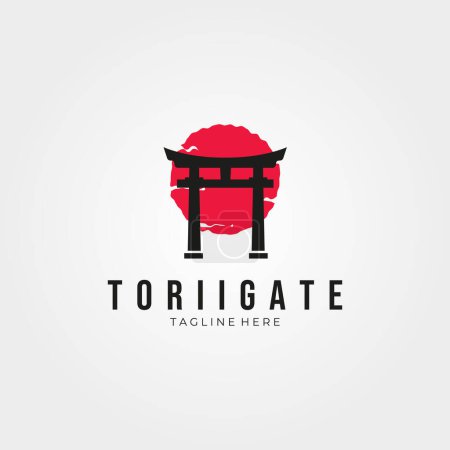 japanese torii gate logo vector illustration design, concept, sign symbol and icon