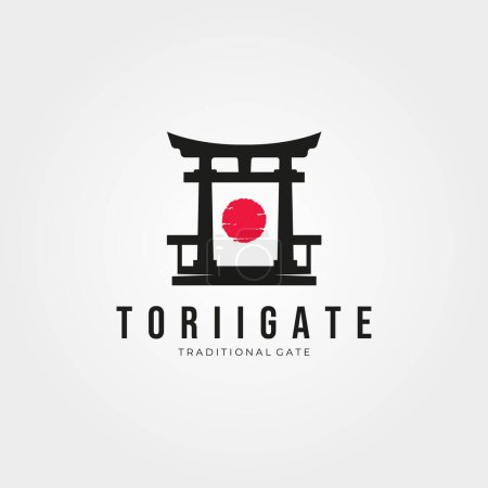 torii gate silhouette logo vector vintage illustration template